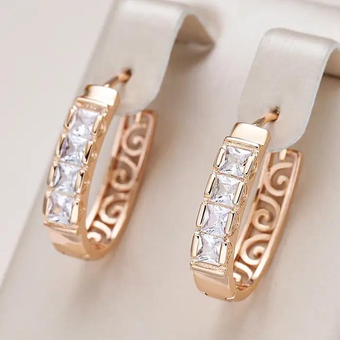 Kinel – boucles d'oreilles créoles en Zircon naturel pour femmes
