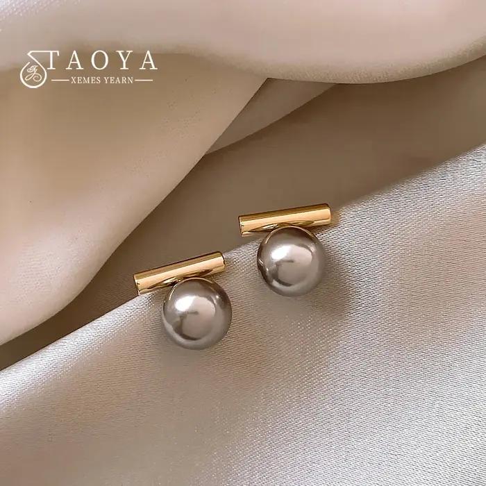 Boucles d'oreilles pendantes en Imitation de perles grises, minimaliste français, bijoux à la mode,