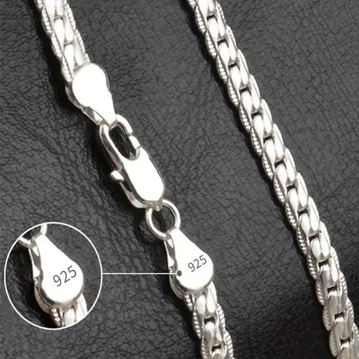 20-60 cm 6mm couleur argent marque de luxe design noble collier chaîne pour femme hommes mode mariag