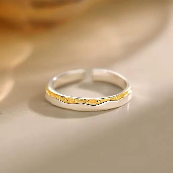 Bagues en argent Sterling 925 pour femmes, Vintage, faites à la main, réglables, rétro, double coule