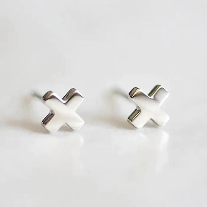 E-Manco-Boucles d'oreilles minimalistes en forme de X pour femmes