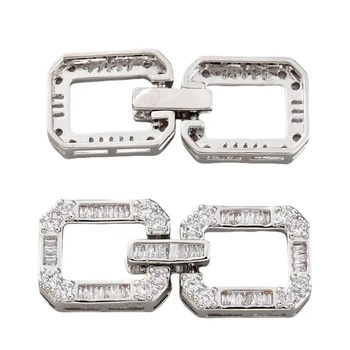 Connecteurs décoratifs carrés flottants plaqués or 18 carats avec pavé de zircons cubiques Juya pour la fabrication de bijoux de luxe DIY, perles et broderies