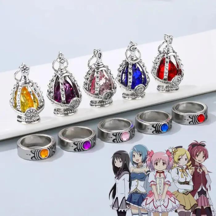 Collier pendentif Chic Soul Gem alliage de zinc pour filles occasions spéciales anime cosplay bijoux女性魔法动漫角色风格时尚珠宝挂件套装黄铜合金 для女孩的魔法动漫角色风格时尚珠宝挂件套装黄铜合金