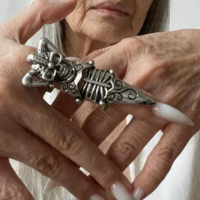 Nouvelle tendance 2026 : Bague de doigt polyvalente, haut de gamme, unique, de niche, au design rétro vintage, effet délavé, style 'Dark Sweet Cool', avec motif 'Armor Ring' et 'Waist Skirt'.