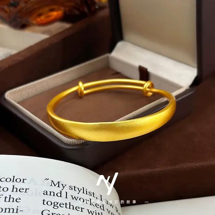 Bracelet en or 9999 sablé, 10 mm, à haute résistance de couleur, pour femme, idéal comme cadeau.