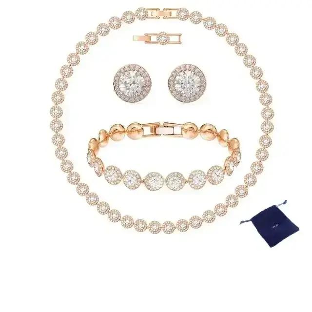 Parure de bijoux pour femme de qualité supérieure 2026, Série Angélique, entièrement sertie de diama