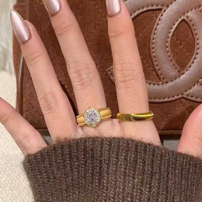 Bague Vintage en rubis ovale brossé pour femme