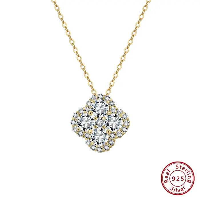 ORSA JEWELS exquis 925 en argent Sterling trèfle à quatre feuilles 8A Premium zircone pendentif collier pour les femmes bijoux de mariage LZN28
