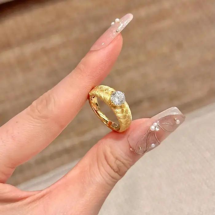 Bague Foydjew en zircone cubique plaquée or 18 carats pour femmes, alliance de mariage vintage avec effet tracker d'humeur pour soirées et occasions spéciales