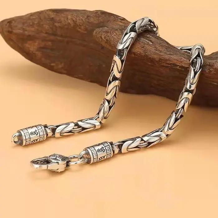 Bracelet en argent sterling S925 motif bambou, vente directe usine, nouvelle collection 2026, style rétro punk, bijou unisexe, cadeau pour hommes et femmes