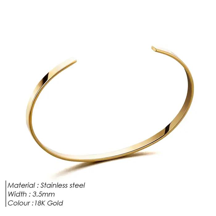 ELANDIS – Bracelet ouvert en acier inoxydable pour hommes, bijoux minimalistes, à la mode, en platin