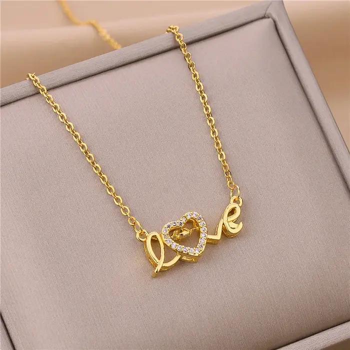 Collier en acier inoxydable serti de cristal de zircon pour femmes, style moderne, bijou luxueux pour soirées et occasions spéciales