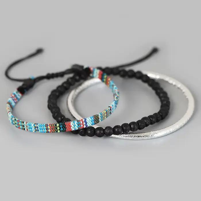 Ensemble de bracelets en perles pour hommes, style bohème, été, plage, fête, bijoux, Vintage, tressé à la main, ajustables, cadeaux pour filles et femmes