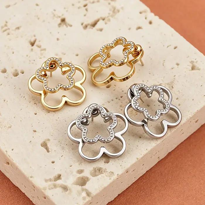 Boucles d'oreilles circulaires délicates en Zircon pour femmes