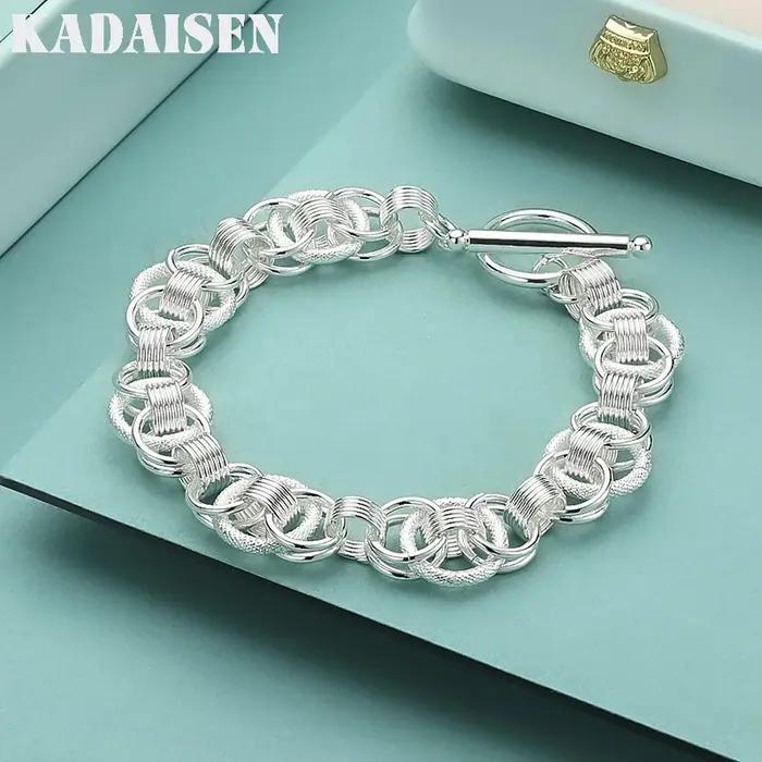 Bracelet à vis en argent sterling 925 pour femme et homme, bijoux de mode pour fiançailles, cadeaux