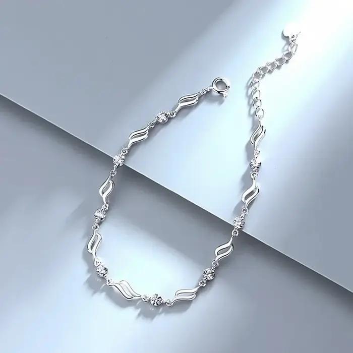 Bracelets rétro en argent Sterling 925 et cristal bleu pour femmes