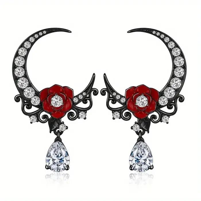 Bijoux gothiques boucles d'oreilles lune Rose pour femmes filles accessoires