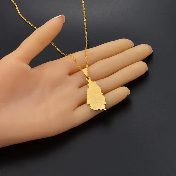 Collier Anniyo Saint Lucia avec pendentif carte des villes pour femme, bijoux couleur or, chaînes et pendentifs des villes de Saint Lucia # 120521