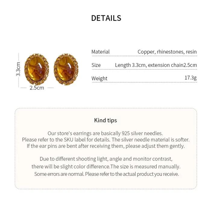 Boucles d'oreilles ovales en résine pour femmes