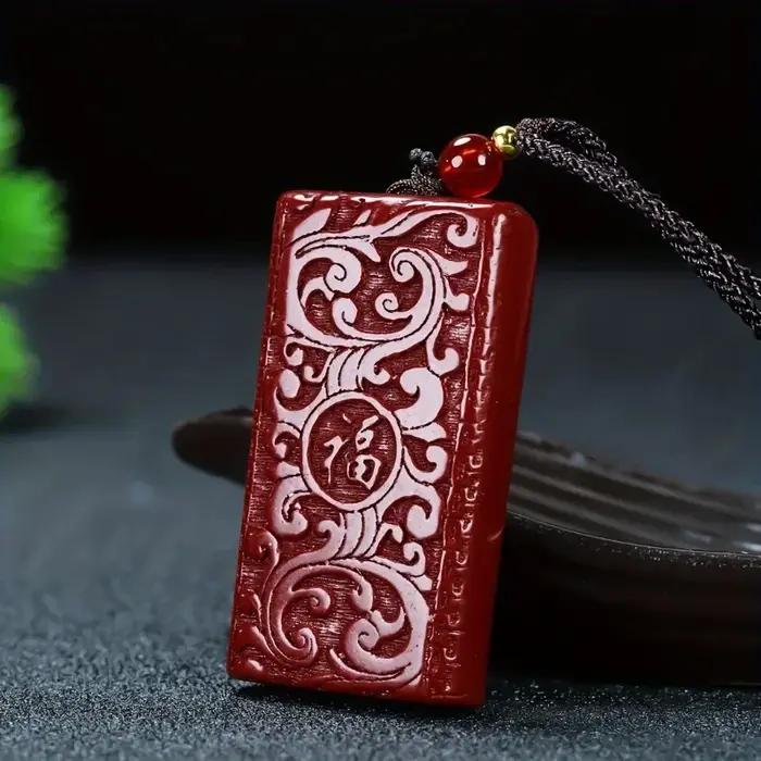 Collier Pendentif Porte-Bonheur pour Homme et Femme, Graveur Double Face, Cinnabre, Icious, Original
