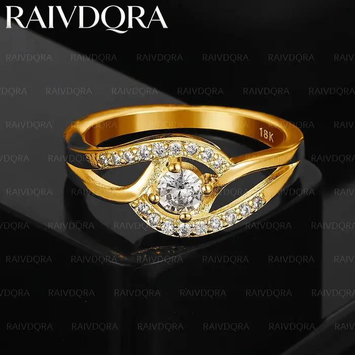 Bague de mariage en Zircon brillant plaqué or 18 carats pour femmes
