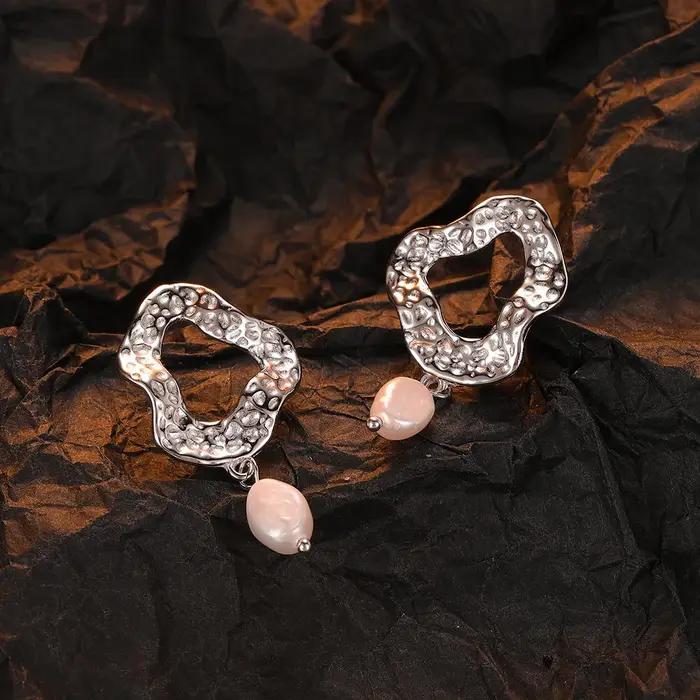 Amaiyllis-Boucles d'oreilles en perles baroques de Bergame irrégulières pour dames