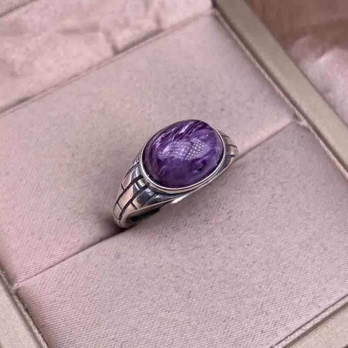 Bague en argent plaqué avec pierre d'améthyste