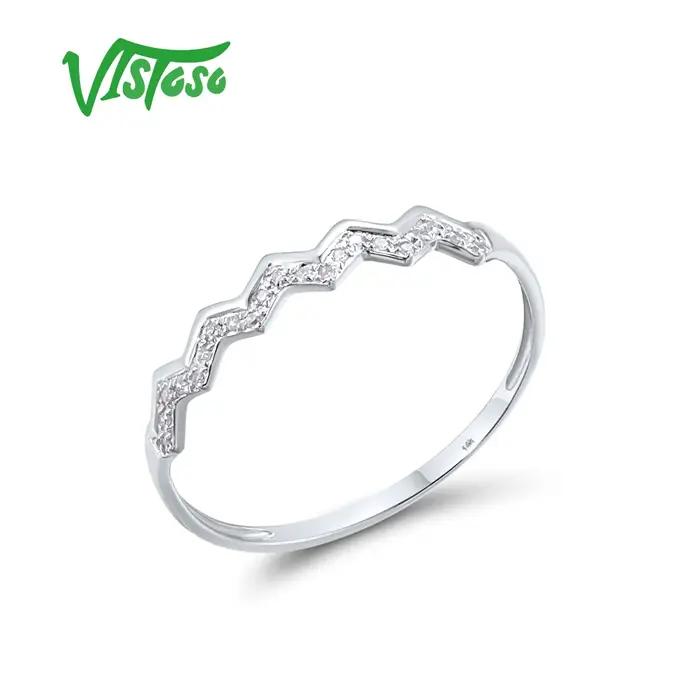 VISTOSO-Bague en or blanc jaune rose pur 14 carats 585 pour femme, bijoux fins ondulés délicats, dia