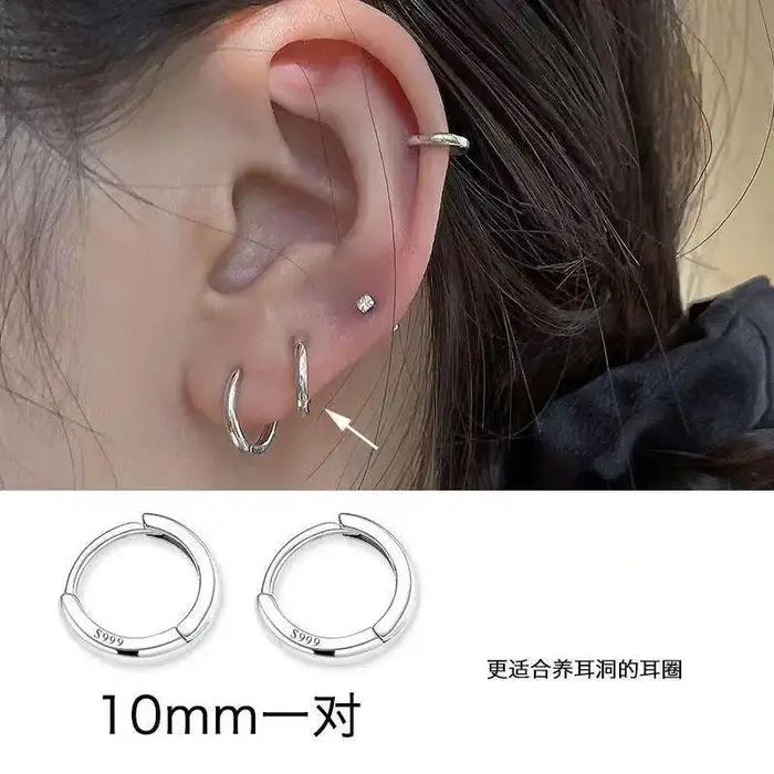 3 paires de boucles d'oreilles Huggie minimalistes en acier inoxydable pour femmes
