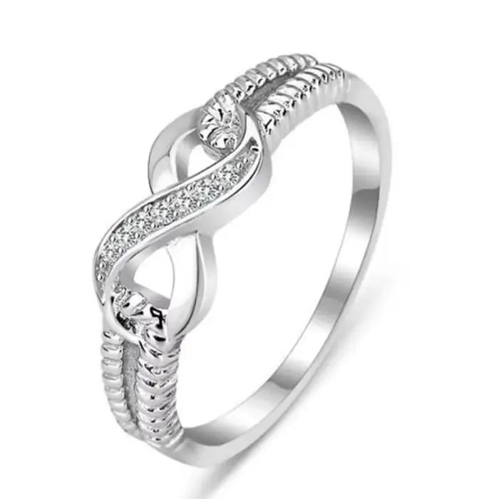 Bagues rondes en forme de figure 8 pour femmes et filles, matiques de promesse, bijoux de mariage él