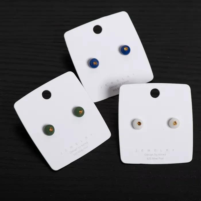 Boucles d'oreilles rondes en céramique à bords faits à la main pour femmes, bijoux minimalistes élégants, 1 paire, S00125