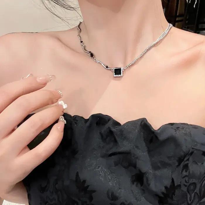 Collier étoile en zircon avec chaîne de maillons pour femmes, bijoux punk à la mode, cadeau de fête pour occasions spéciales