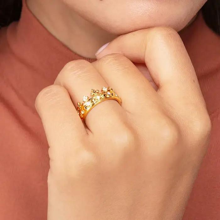 Bague couronne or Style européen
