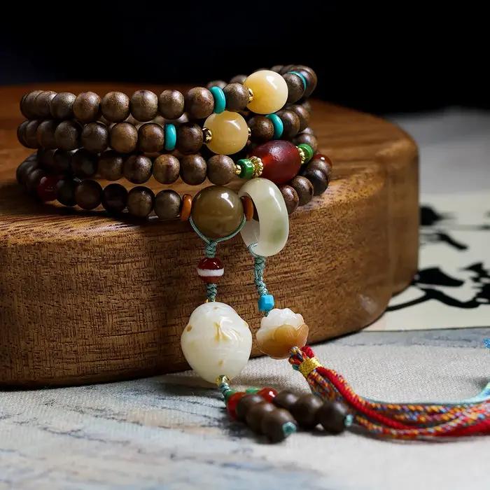 Nouvelle Collection Automne 2026 : Bracelet Multi-Enroulement Premium en Bois d'Agar Beurre