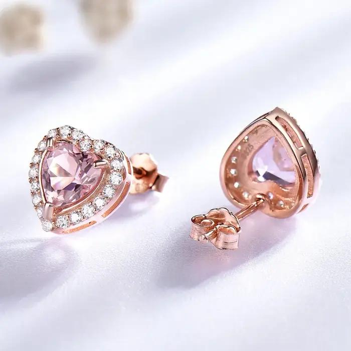 Boucles d'oreilles roses plaquées or Rose