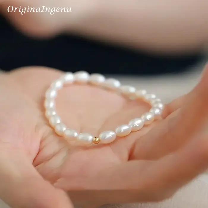 Bracelet élastique en perles naturelles, fait à la main, en perles organiques, résistant au ternisse