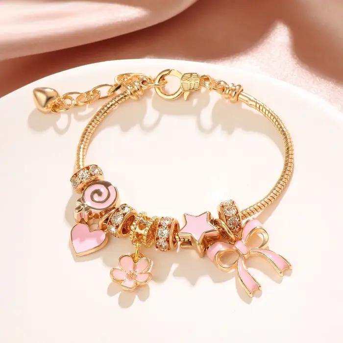 Bracelet réglable en forme de cœur pour femmes, arc en forme de cœur, bijoux à la mode, accessoires