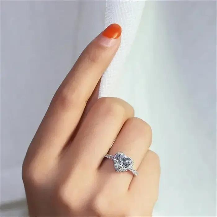 Bague en Zircon d'amour Simple et à la mode pour femmes