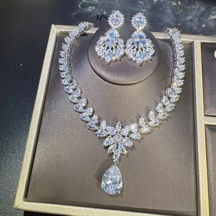 Ensemble de bijoux en diamant Imitation Moissanite