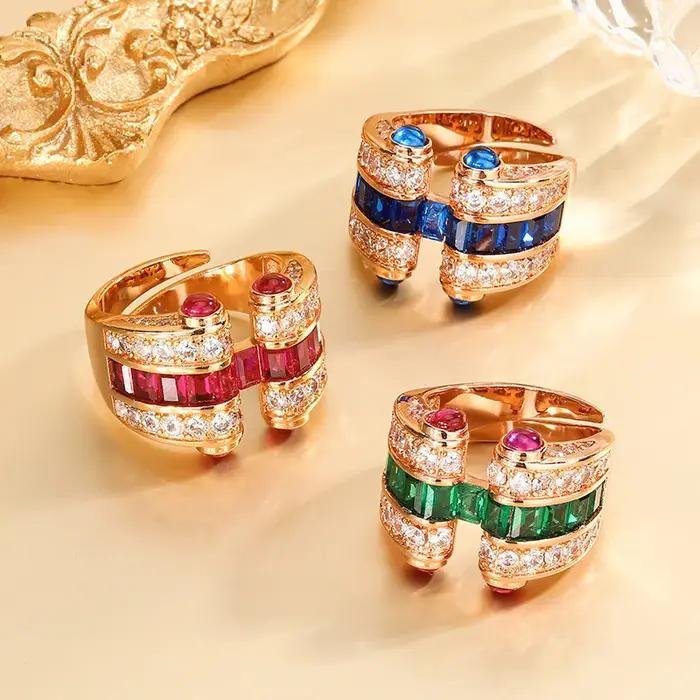Bague ouverte réglable de luxe pour femmes