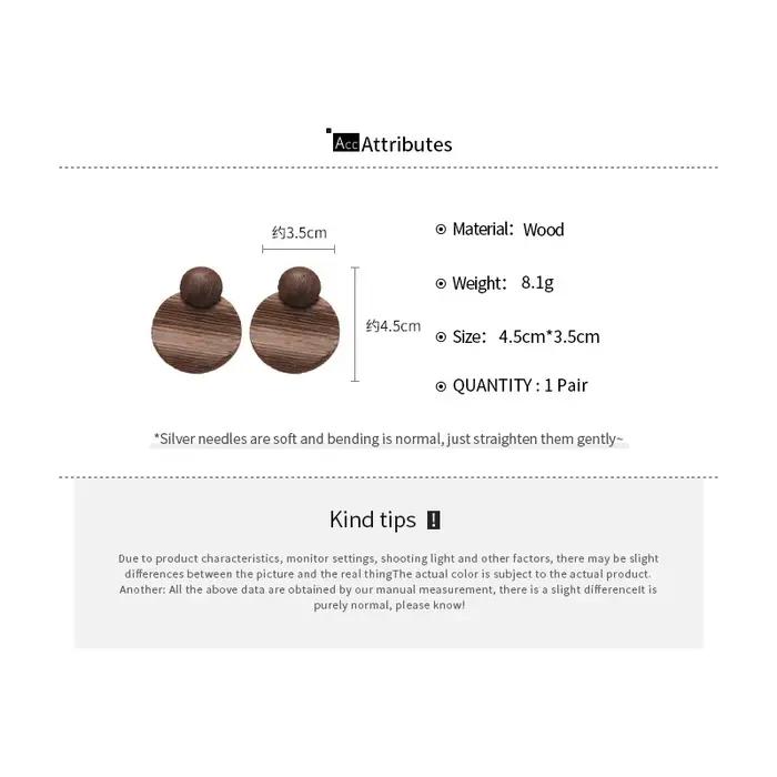 Boucles d'oreilles rondes géométriques bohème Vintage en bois pour femmes