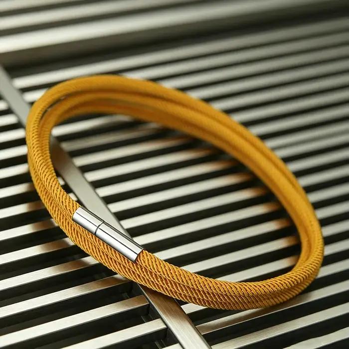 Bracelet ethnique pour hommes en cuivre avec corde de 3mm de qualité, 3 couches, multiple couleurs pour loisirs et occasions spéciales