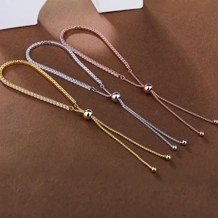 Bracelet tennis en moissanite ronde de 2 mm pour femmes