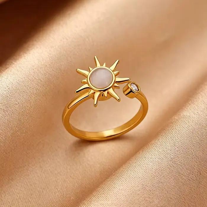 Bagues rotatives marguerites colorées pour femmes, plaquées or 18 carats, anti-stress, bijoux de mode, cadeaux pour toutes les occasions