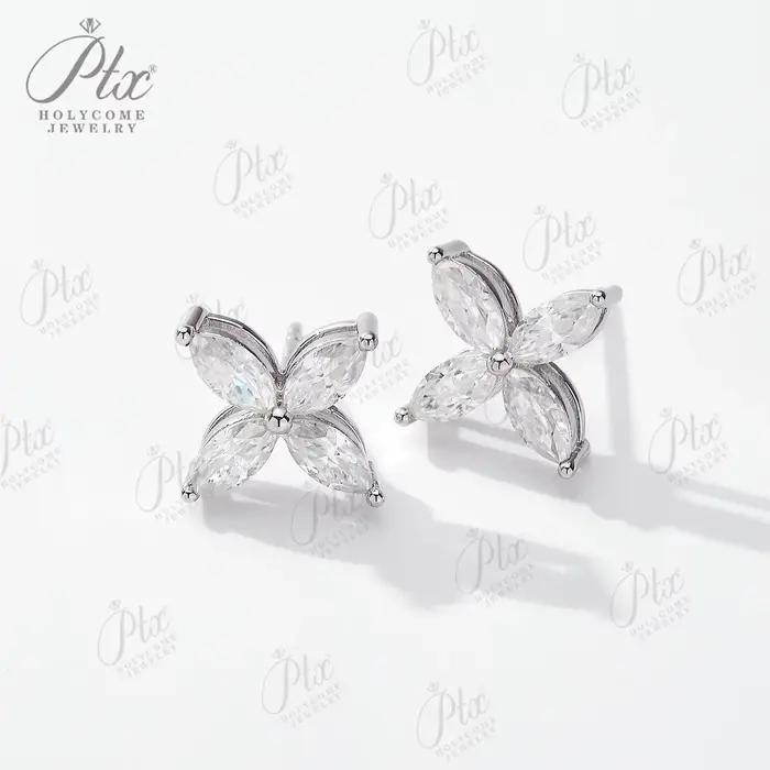 Boucles d'oreilles en Moissanite en forme de Marquise