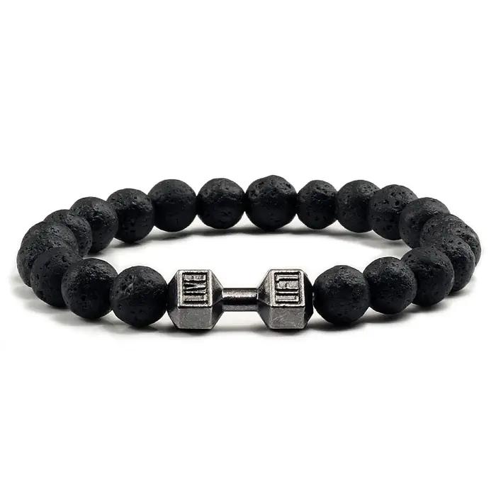 Bracelet en pierre volcanique naturelle pour hommes et femmes
