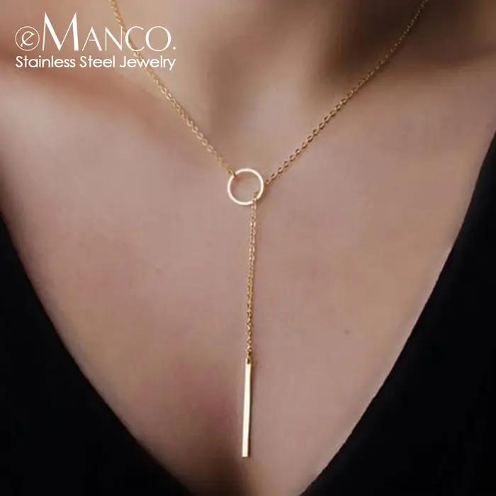Collier pendentif minimaliste EManco en forme de tige ronde