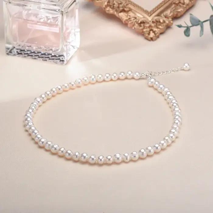 Collier de perles de culture d'eau douce 6-7mm pour femmes