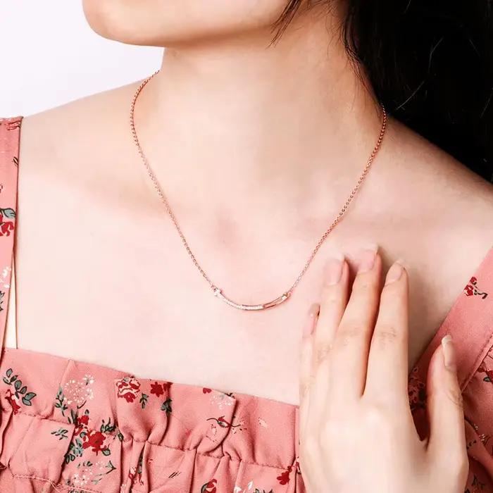 Kolmnsta – collier avec pendentif en zircone pour femmes, pendentif sourire, ras de cou géométrique, chaîne de clavicule, bijoux à la mode, cadeaux