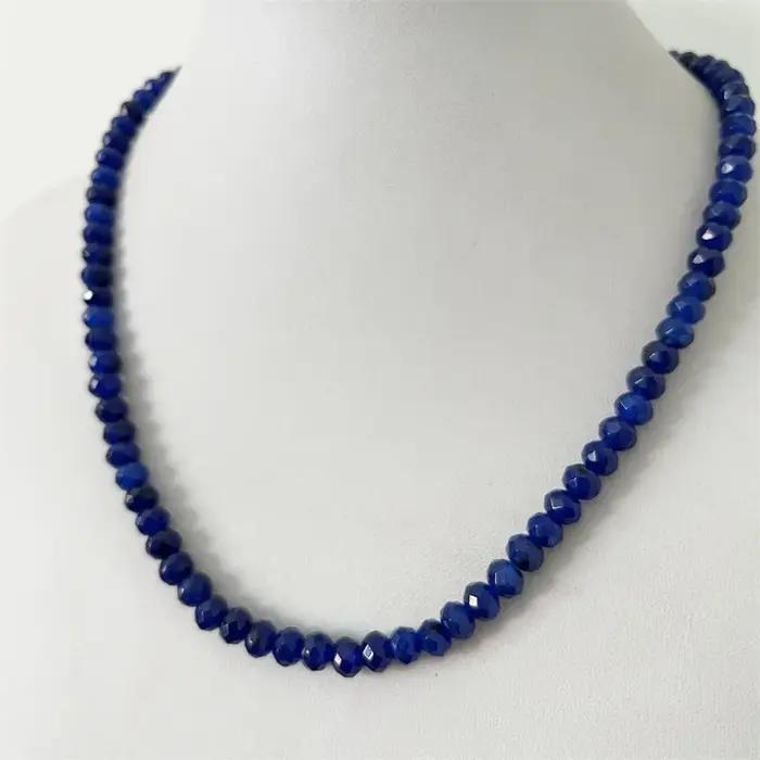 Collier en Jaspe Saphir Bleu Profond Facetté 4*6MM